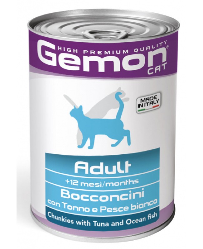 GEMON GATTO ADULT TONNO PESCE BIANC