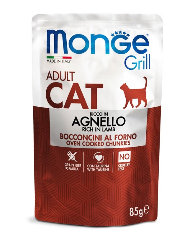 MONGE GATTO GRILL ADULT AGNELLO 85G