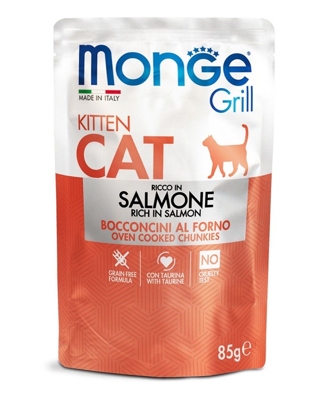 MONGE GATTO GRILL KITTEN SALMONE 85
