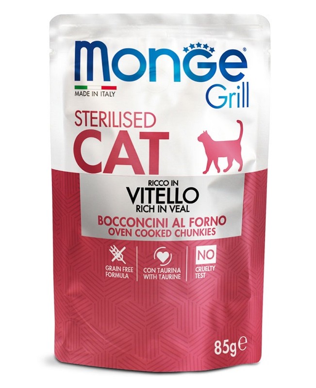 MONGE GATTO GRILL STERIL VITELL 85G