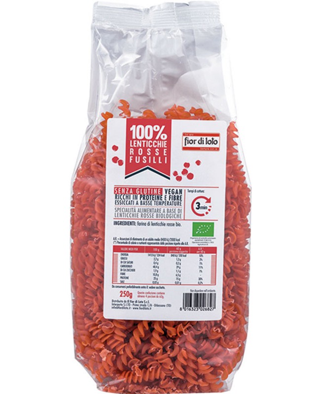FUSILLI DI LENTICCHIE ROSSE BIO FUSILLI DI LENTICCHIE ROSSE BIO